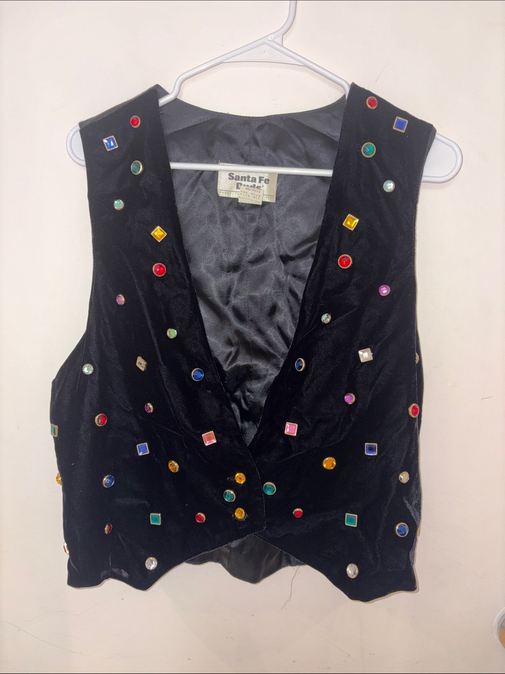 Vintage jeweled and black velvet vest OS Santa Fe Duds